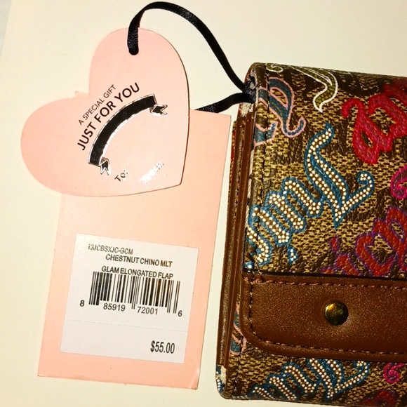 Juicy Couture Chestnut Chino Mult Glam Elongated Flap Wallet Accessories Vegan - Picture 4 of 16